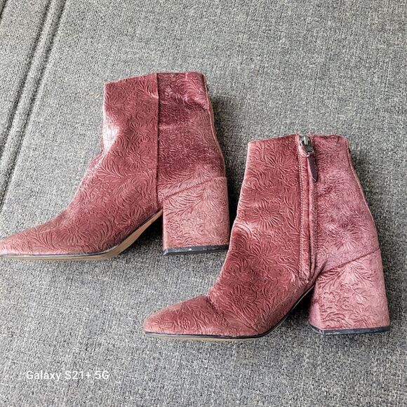 Sam Edelman pink velvet embossed floral print womens size 8 - Picture 5 of 11
